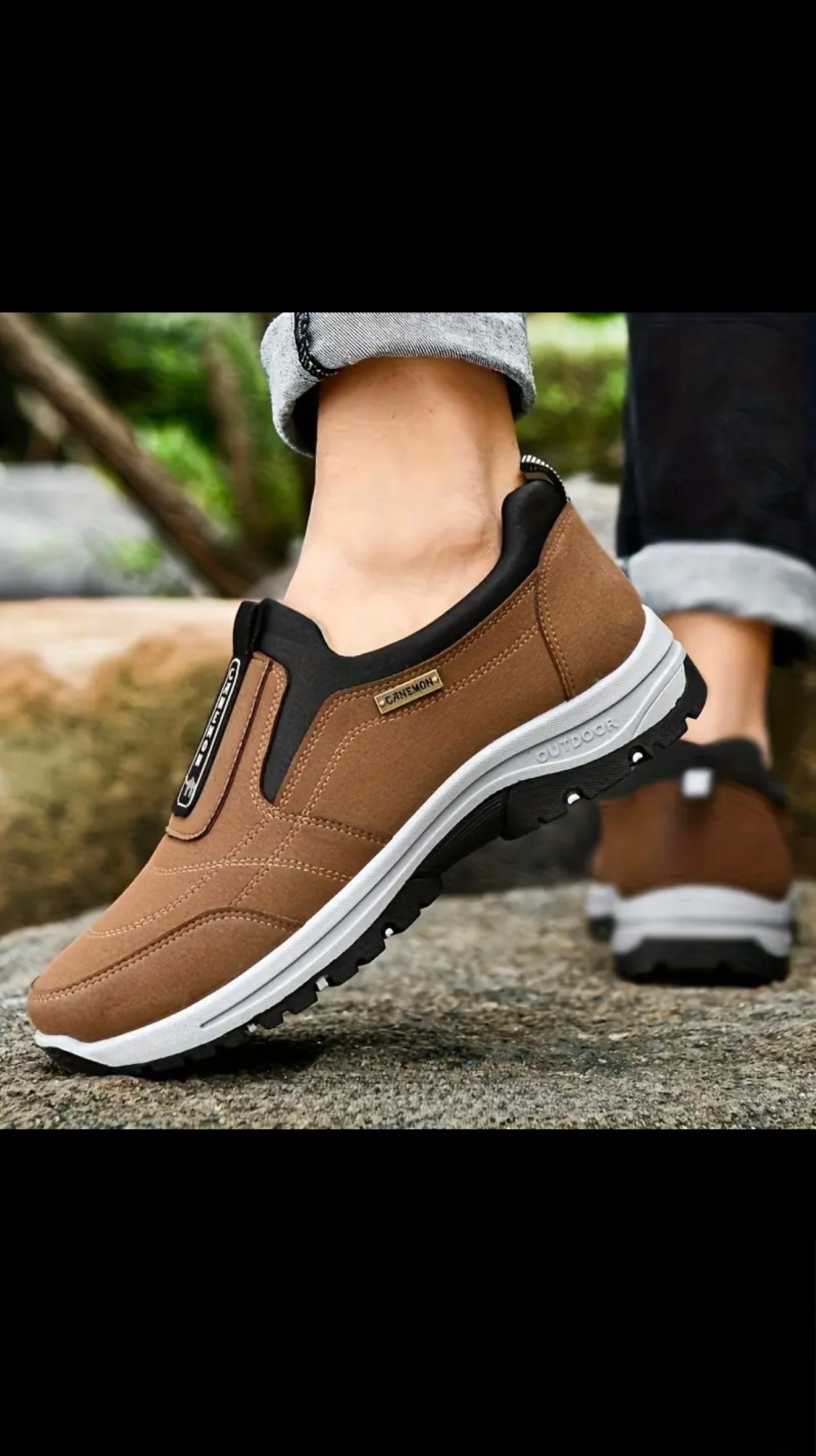 CANEMON Slip-On Casual Sneakers (Brown and Blue) US 9.5