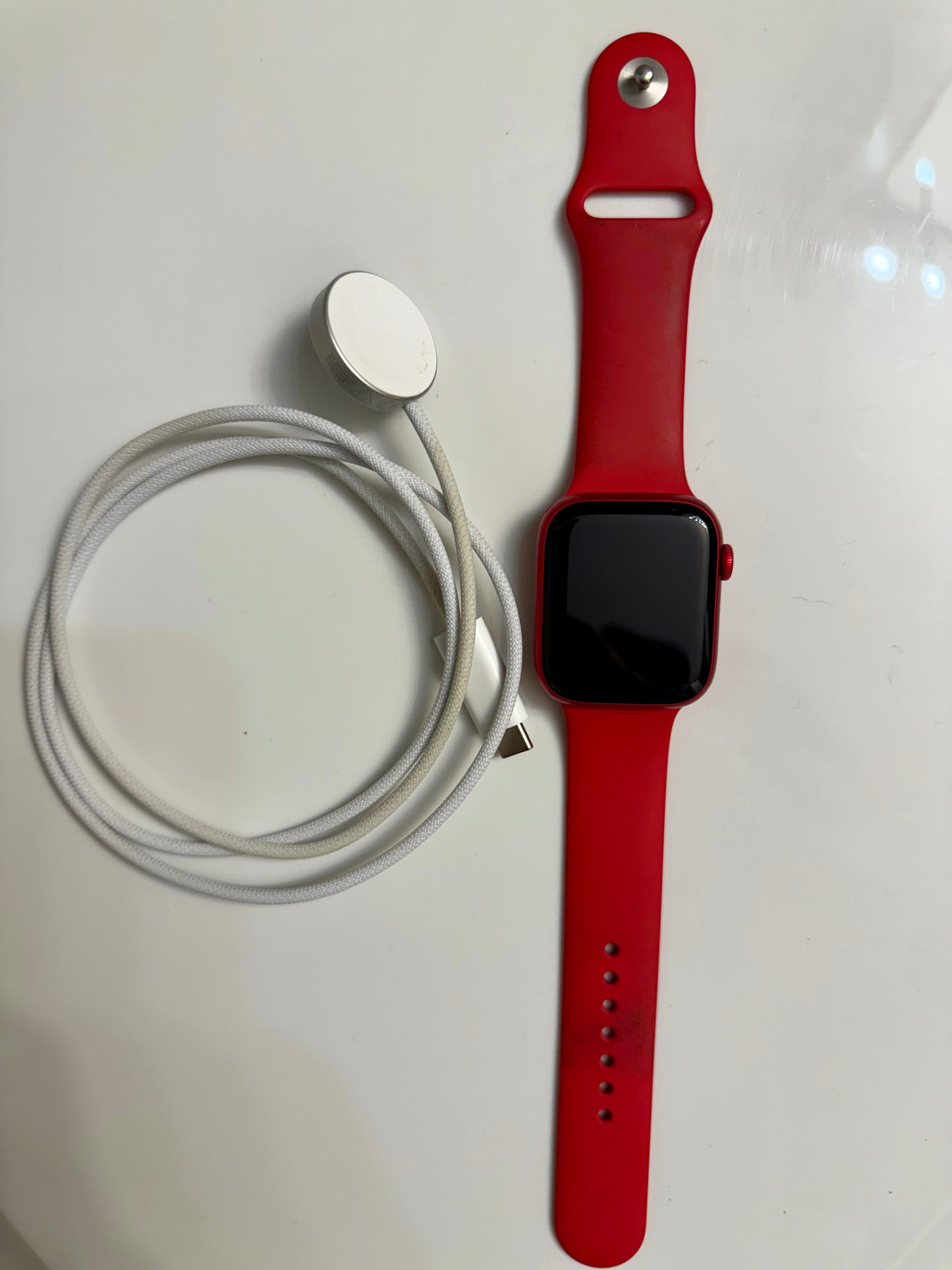Apple Watch Series 9 GPS, Red Aluminum Case, 45mm Sport Band
