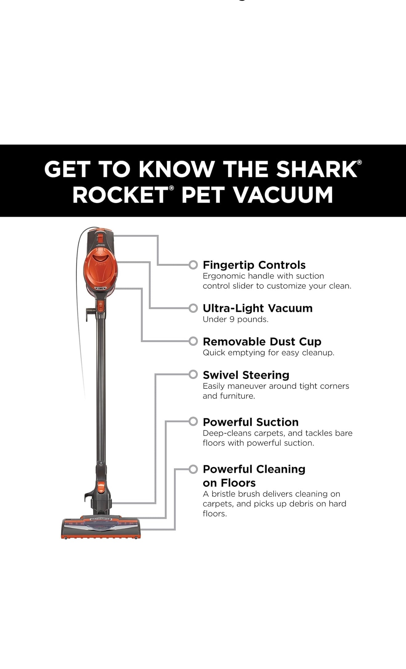Shark HV301 Rocket Orange/Gray Upright Vacuum Cleaner