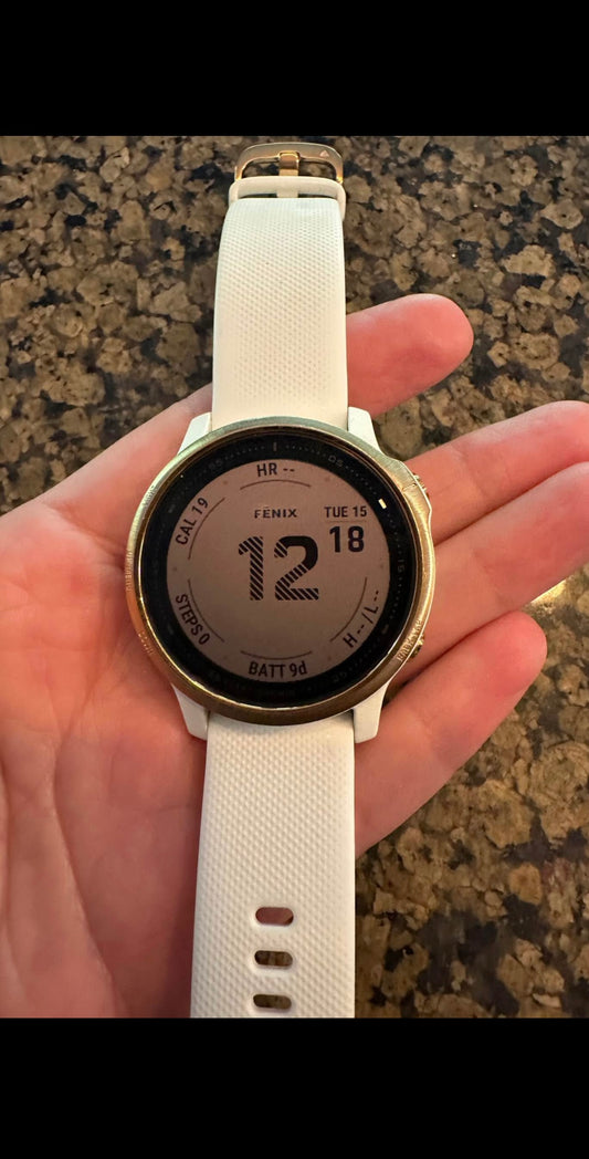 The Garmin Fenix 6s Pro 1.2in Rose Gold with White Band GPS Watch