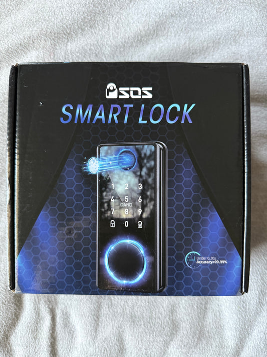 Psos Black Keyless Entry Fingerprint Biometric Keypad Smart Lock for Front Door