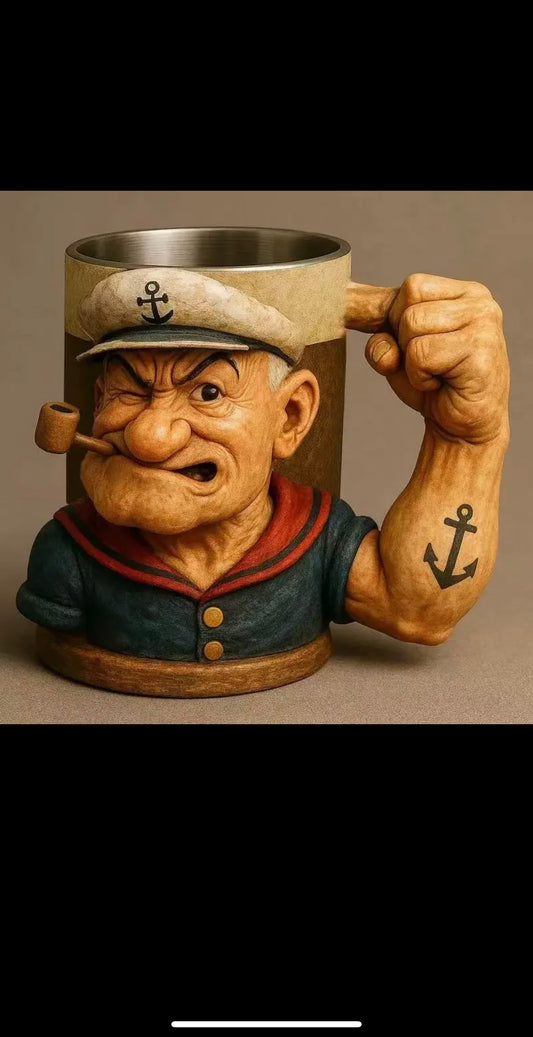 🔥 Popeye the Sailor 3D Mug Cup | Cartoon Character Ceramic/Resin Coffee Mug